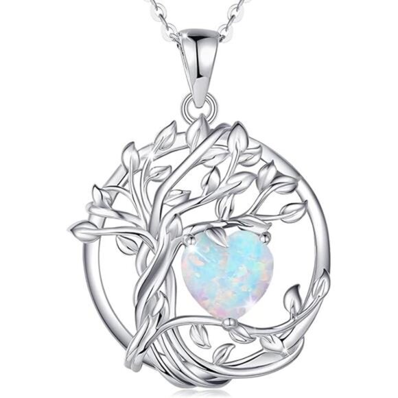 Sterling Silver Tree of Life Birthstone Necklace Gemstone Jewelry Gift for Women - Picture 7 of 7